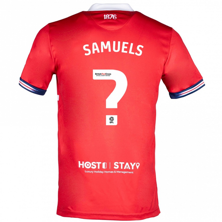 メンズフットボールオリバー・サミュエルズ#0赤ホームシャツ2023/24ジャージーユニフォーム