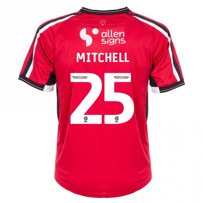メンズフットボールアレックス・ミッチェル#25赤ホームシャツ2023/24ジャージーユニフォーム
