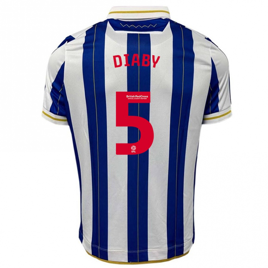 メンズフットボールバンボ・ディアビー#5ブルーホワイトホームシャツ2023/24ジャージーユニフォーム