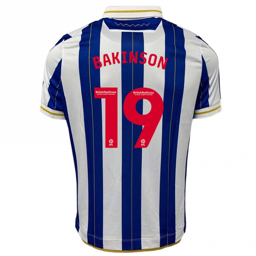 メンズフットボールタイリーク・バキンソン#19ブルーホワイトホームシャツ2023/24ジャージーユニフォーム