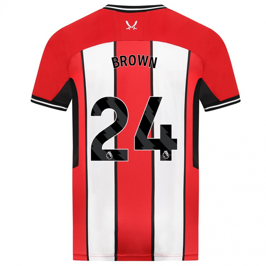 メンズフットボールレイチェル・ブラウン#24赤ホームシャツ2023/24ジャージーユニフォーム