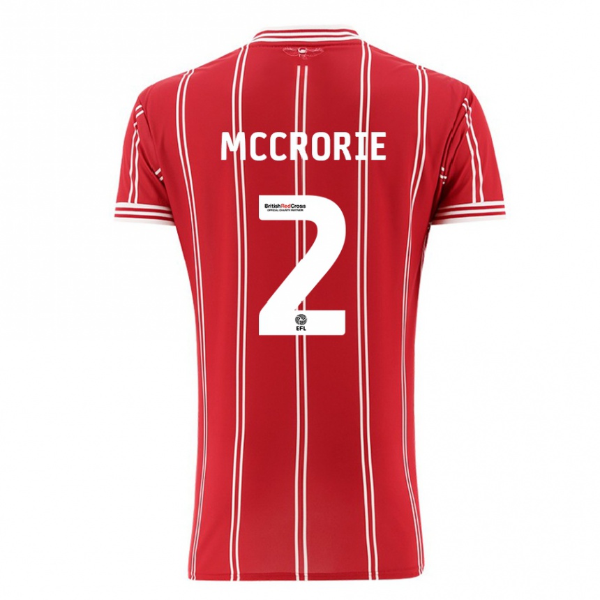 メンズフットボールロス・マクローリー#2赤ホームシャツ2023/24ジャージーユニフォーム