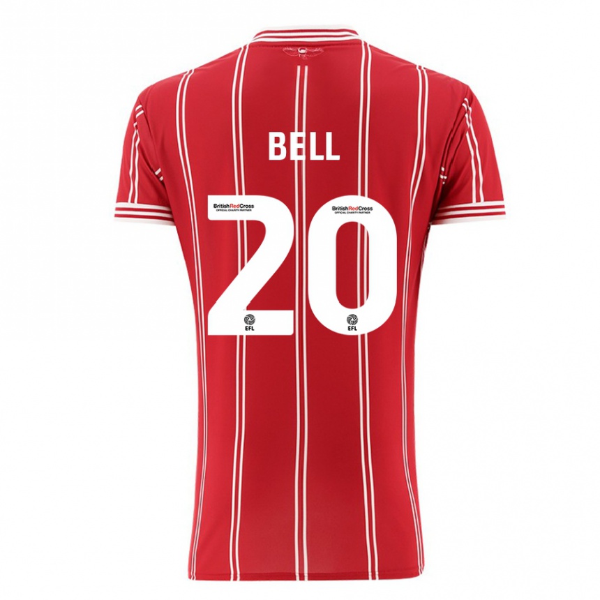 メンズフットボールサム・ベル#20赤ホームシャツ2023/24ジャージーユニフォーム