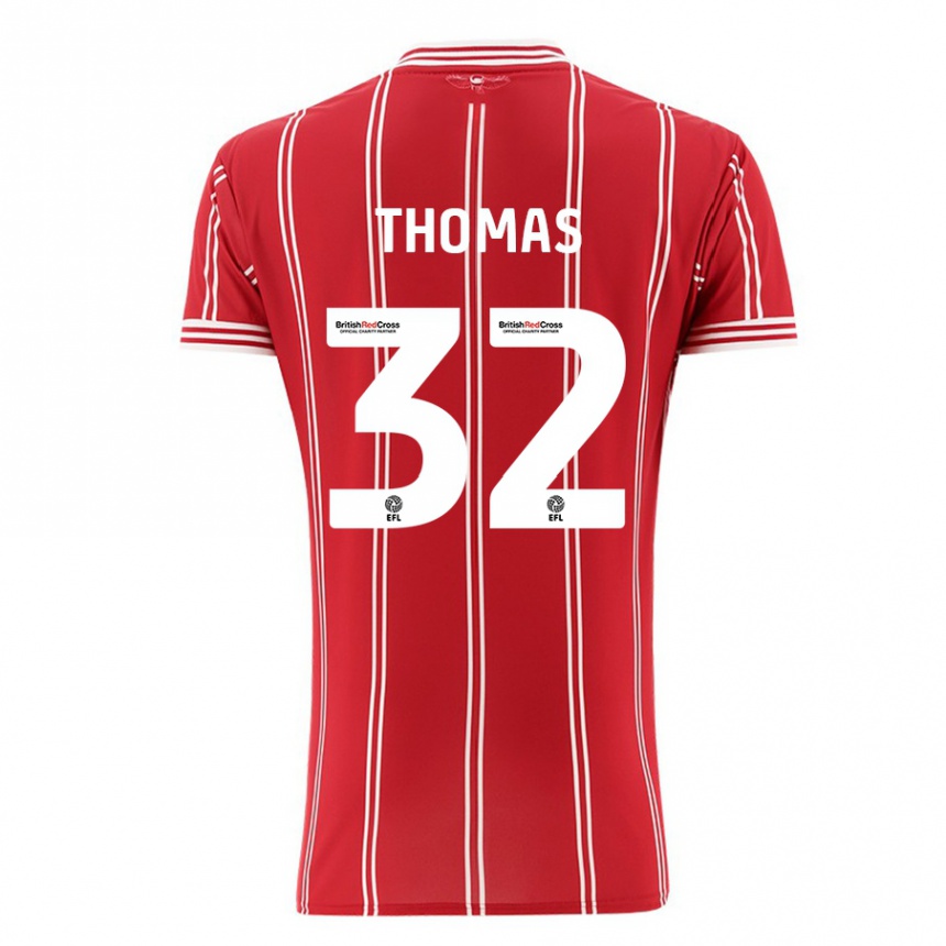 メンズフットボールルイス・トーマス#32赤ホームシャツ2023/24ジャージーユニフォーム
