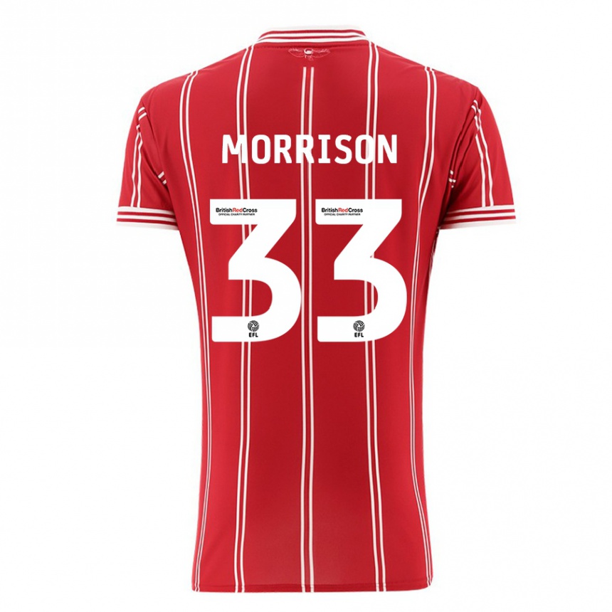 メンズフットボールイライジャ・モリソン#33赤ホームシャツ2023/24ジャージーユニフォーム