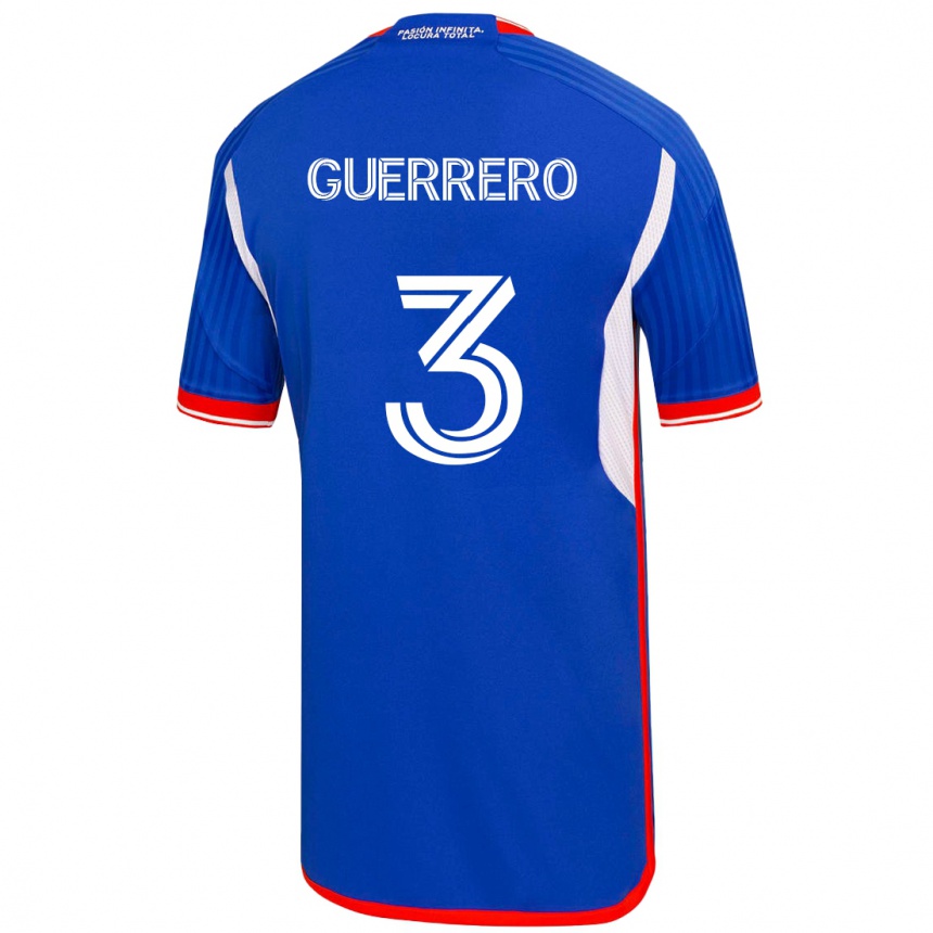 メンズフットボールカルラ・ゲレロ#3青ホームシャツ2023/24ジャージーユニフォーム