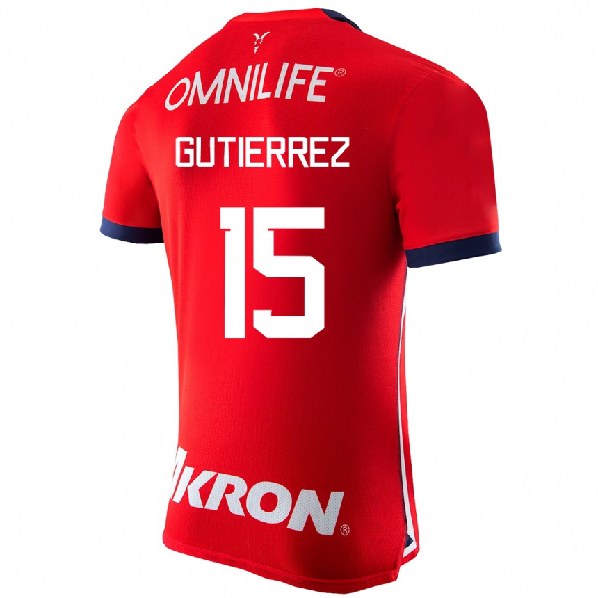 メンズフットボールエリック・グティエレス#15赤ホームシャツ2023/24ジャージーユニフォーム
