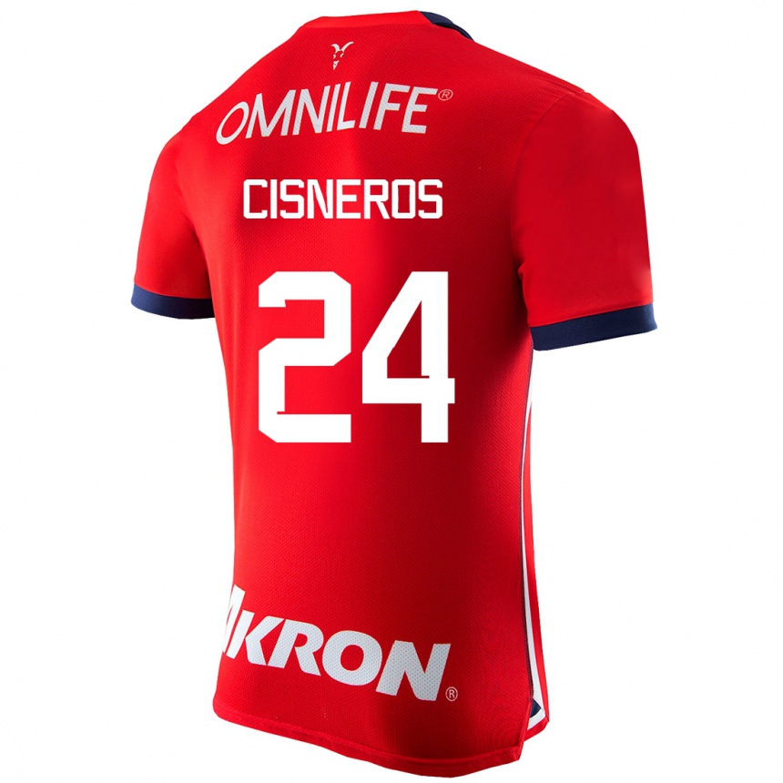 メンズフットボールカルロス・シスネロス#24赤ホームシャツ2023/24ジャージーユニフォーム