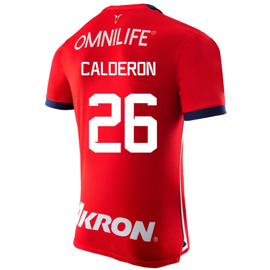 メンズフットボールクリスティアン・カルデロン#26赤ホームシャツ2023/24ジャージーユニフォーム