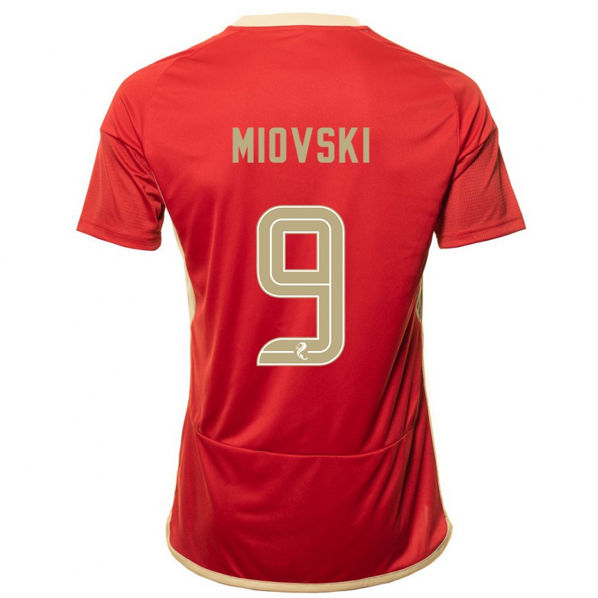 メンズフットボールボヤン・ミオフスキー#9赤ホームシャツ2023/24ジャージーユニフォーム