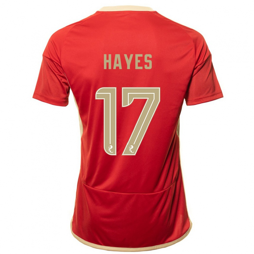 メンズフットボールジョニー・ヘイズ#17赤ホームシャツ2023/24ジャージーユニフォーム