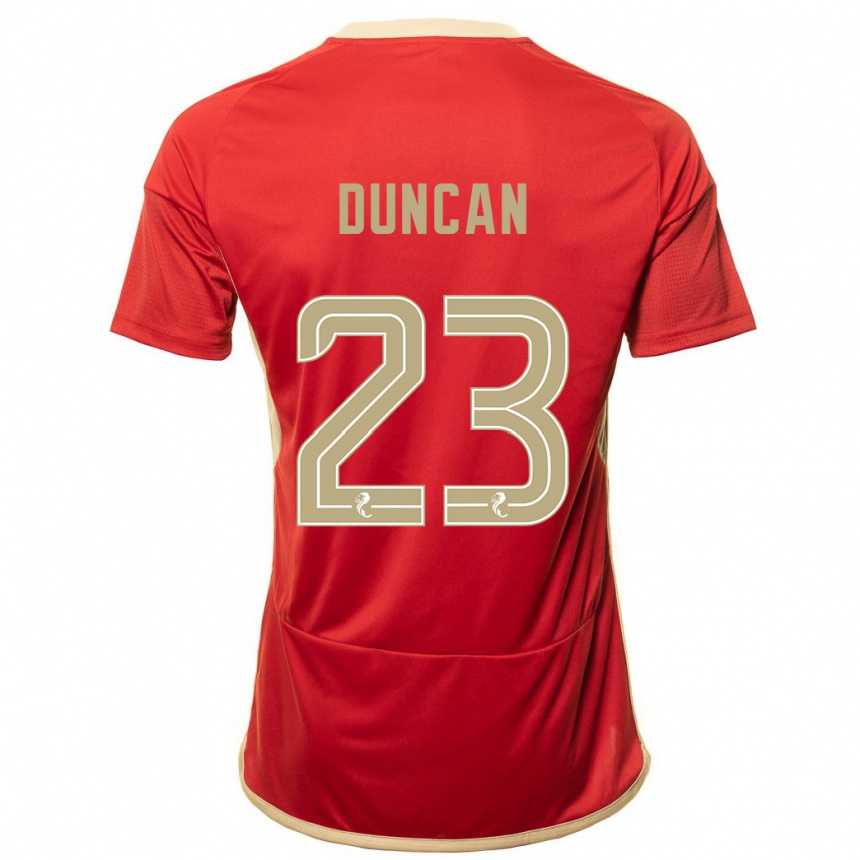 メンズフットボールライアン・ダンカン#23赤ホームシャツ2023/24ジャージーユニフォーム