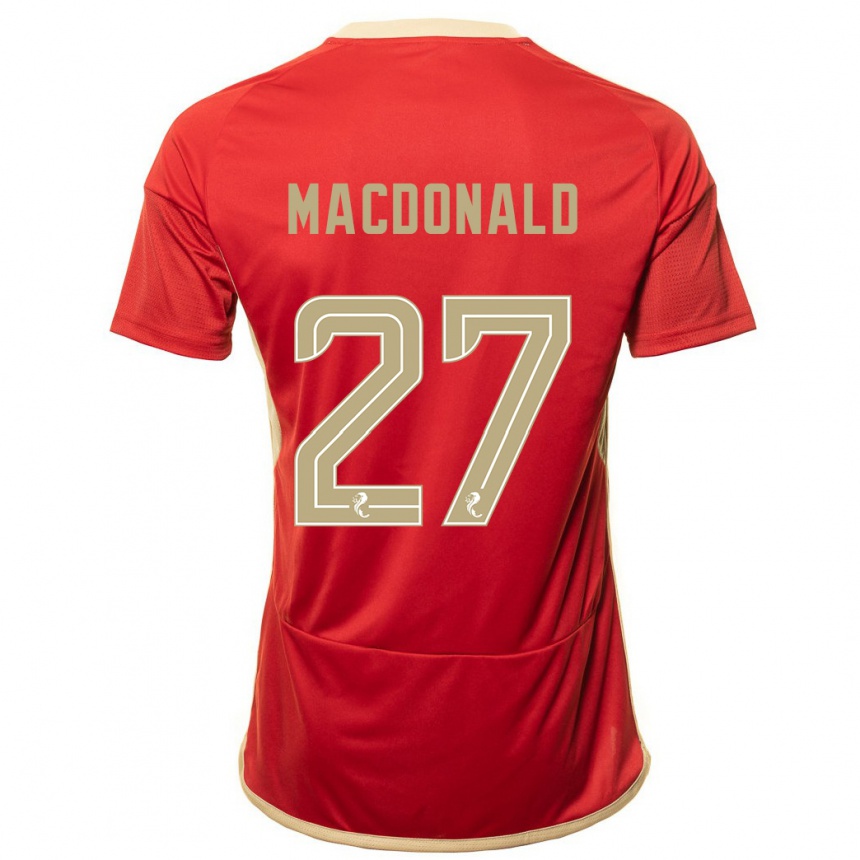 メンズフットボールアンガス・マクドナルド#27赤ホームシャツ2023/24ジャージーユニフォーム