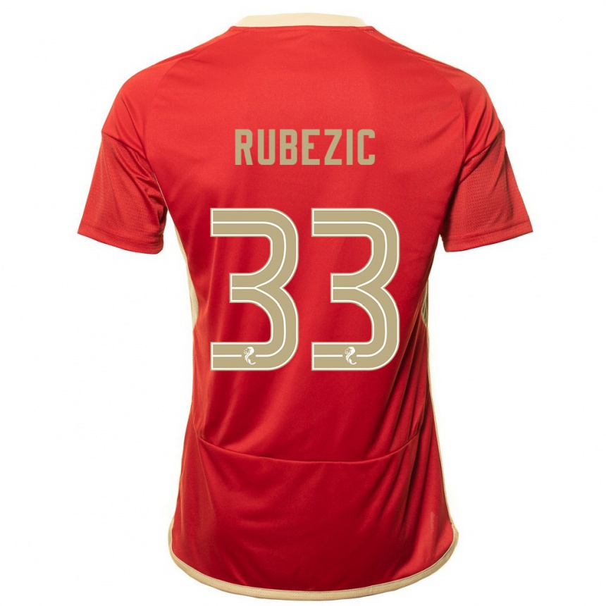 メンズフットボールスロボダン・ルベジッチ#33赤ホームシャツ2023/24ジャージーユニフォーム