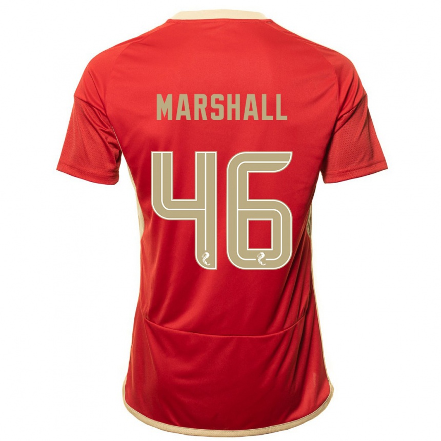 メンズフットボールフィンドレー・マーシャル#46赤ホームシャツ2023/24ジャージーユニフォーム