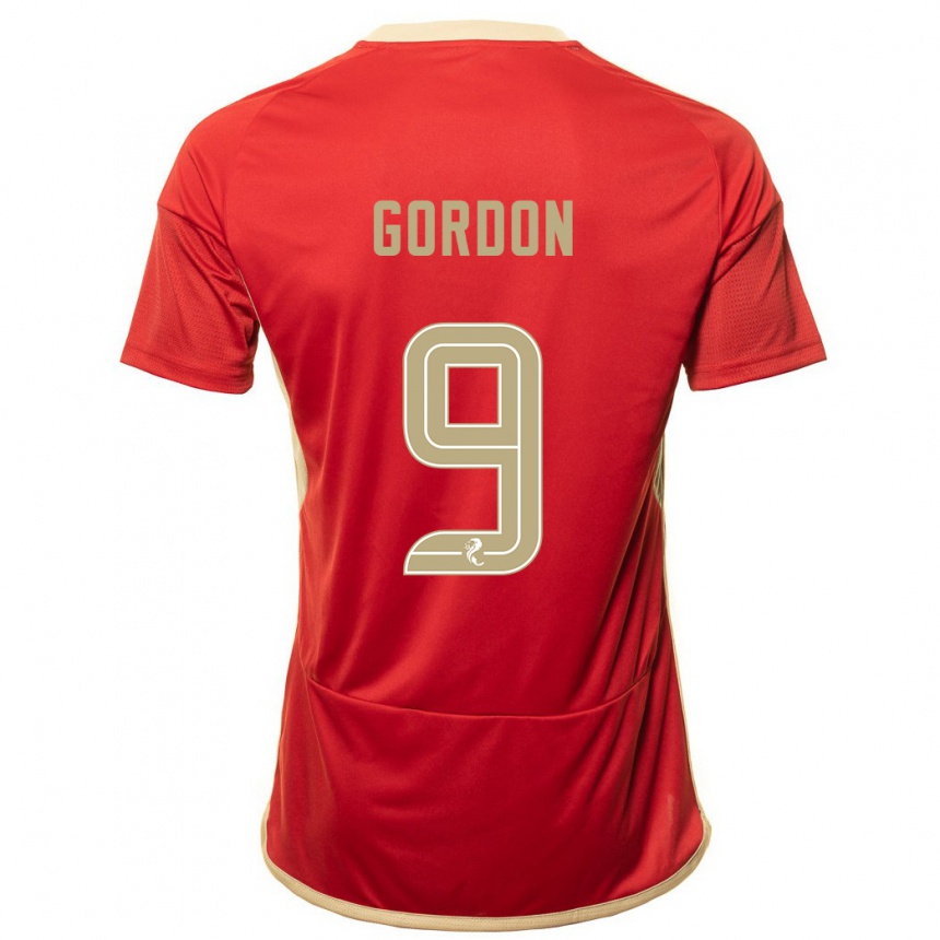 メンズフットボールローレン・ゴードン#9赤ホームシャツ2023/24ジャージーユニフォーム