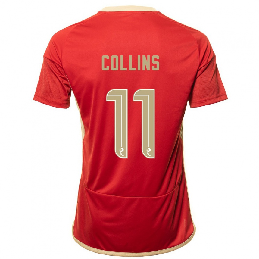 メンズフットボールベイリー・コリンズ#11赤ホームシャツ2023/24ジャージーユニフォーム