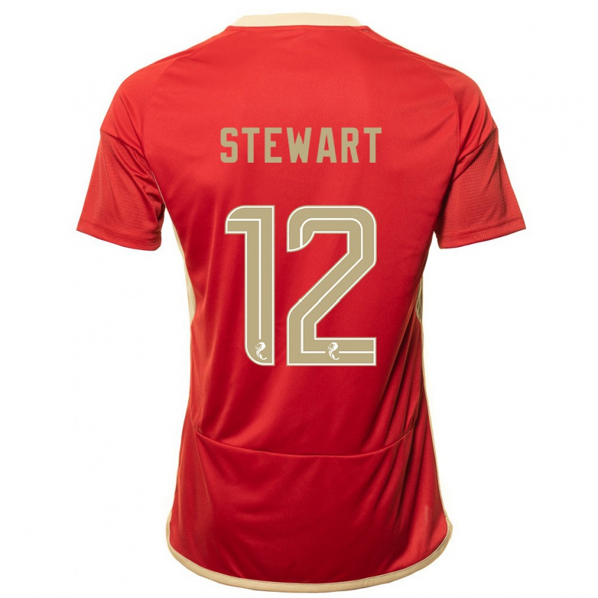メンズフットボールハンナ・スチュワート#12赤ホームシャツ2023/24ジャージーユニフォーム