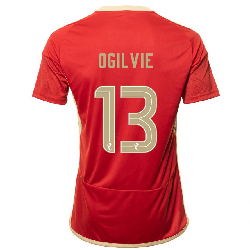 メンズフットボールフランチェスカ・オギルビー#13赤ホームシャツ2023/24ジャージーユニフォーム