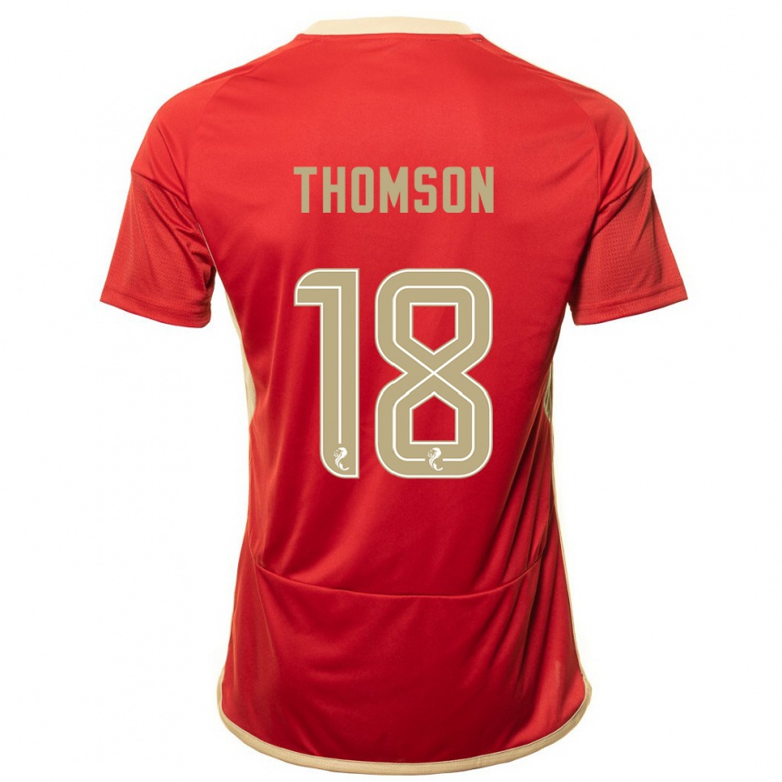 メンズフットボールエヴァ・トムソン#18赤ホームシャツ2023/24ジャージーユニフォーム