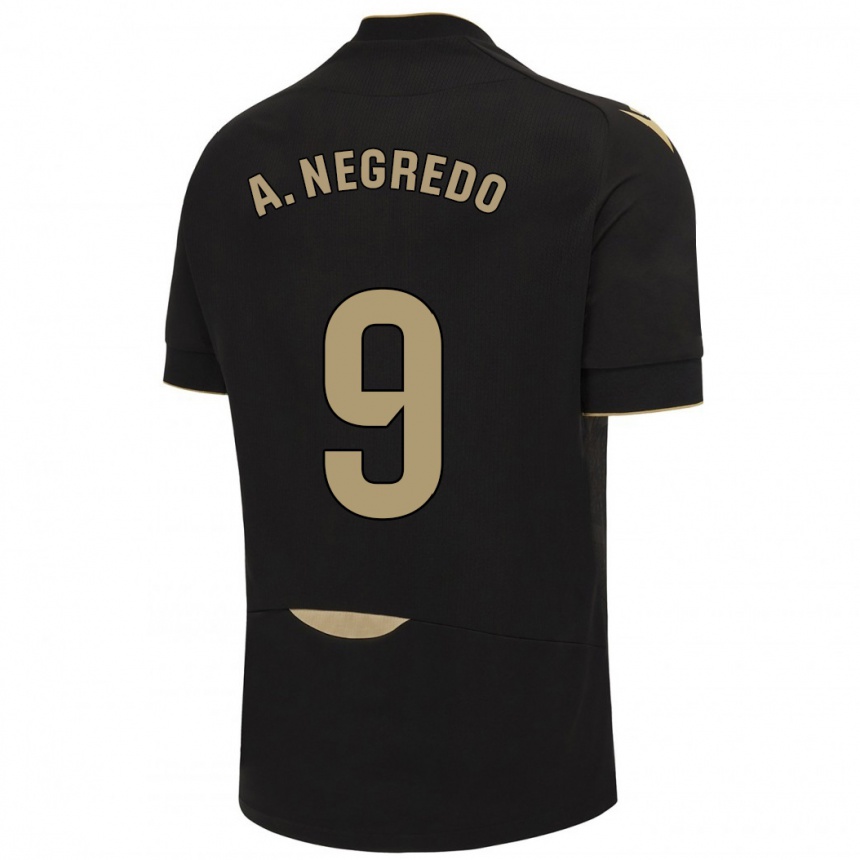 メンズフットボールアルバロ・ネグレド#9黒アウェイシャツ2023/24ジャージーユニフォーム