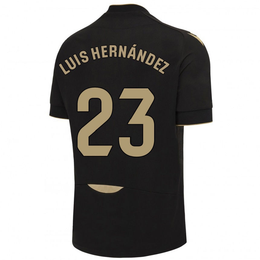 メンズフットボールルイス・エルナンデス#23黒アウェイシャツ2023/24ジャージーユニフォーム