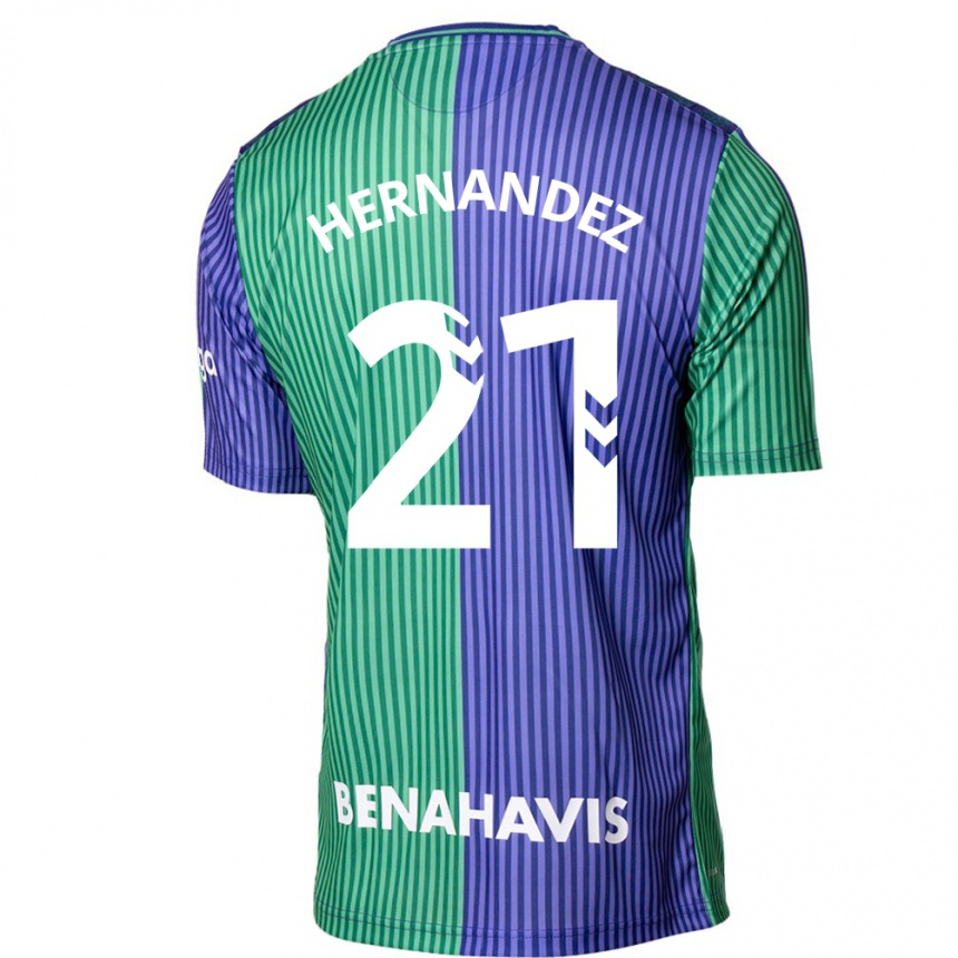 メンズフットボールフアン・ヘルナンデス#21緑青アウェイシャツ2023/24ジャージーユニフォーム
