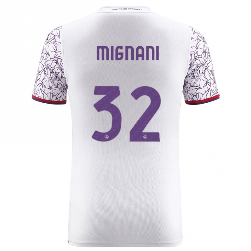 メンズフットボールカルロ・ミニャーニ#32白アウェイシャツ2023/24ジャージーユニフォーム