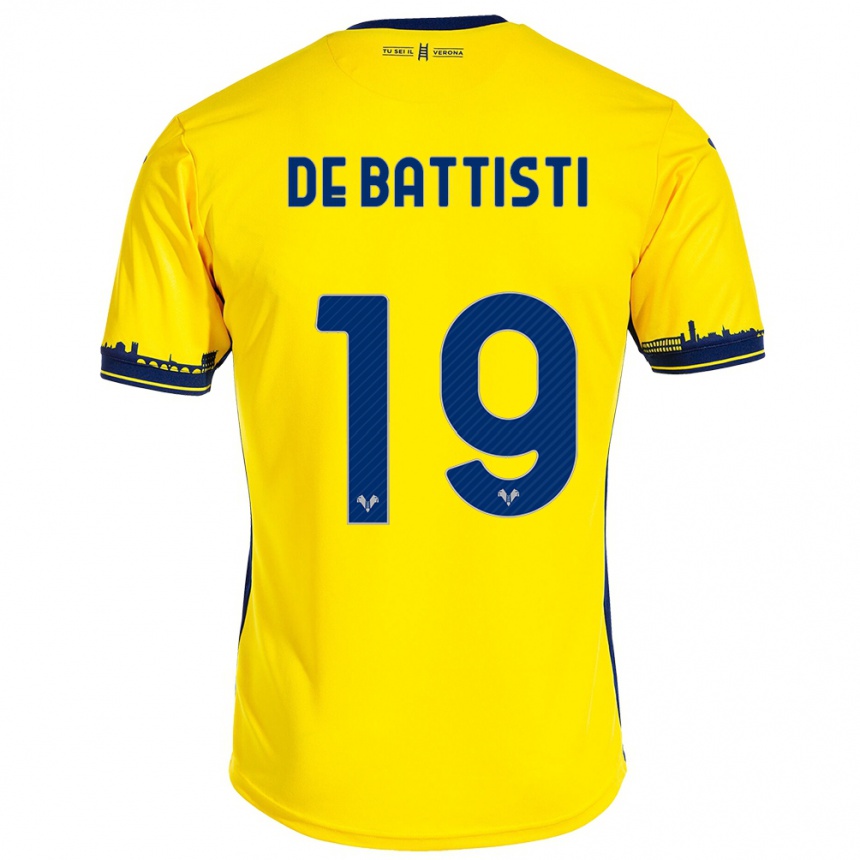 メンズフットボールデビッド・デ・バティスティ#19イエローアウェイシャツ2023/24ジャージーユニフォーム