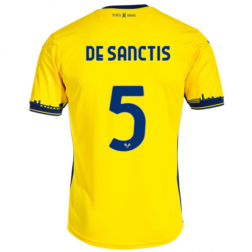 メンズフットボールオーロラ・デ・サンクティス#5イエローアウェイシャツ2023/24ジャージーユニフォーム