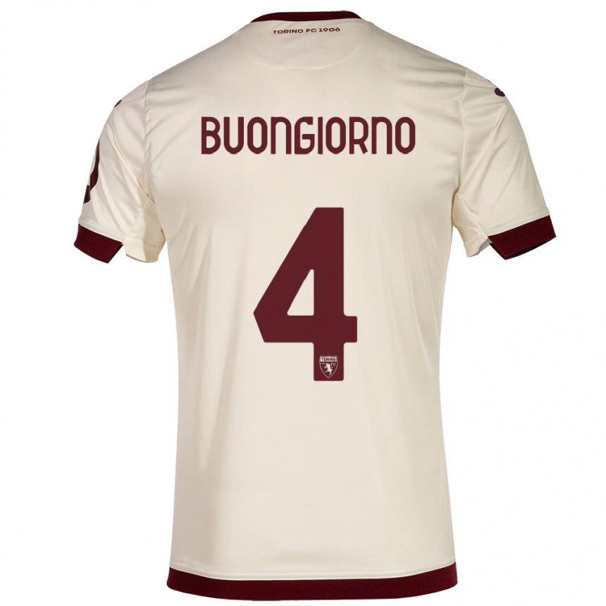 メンズフットボールアレッサンドロ・ボンジョルノ#4シャンパンアウェイシャツ2023/24ジャージーユニフォーム