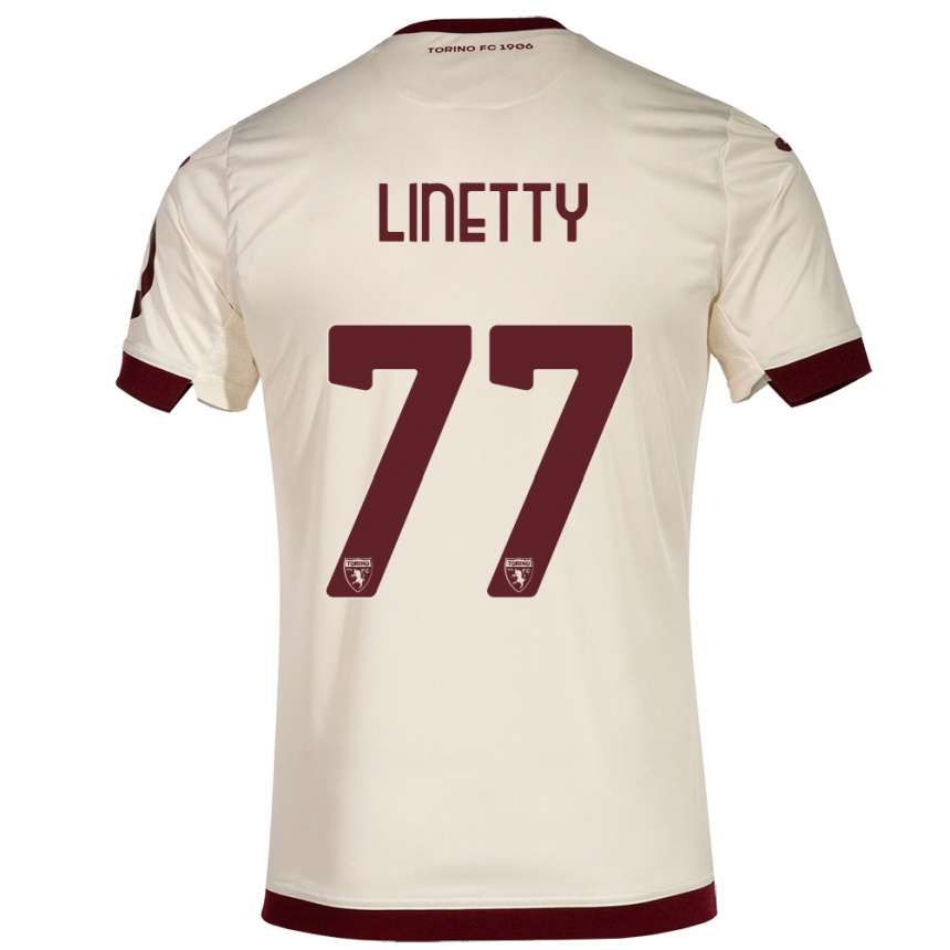 メンズフットボールカロル・リネティ#77シャンパンアウェイシャツ2023/24ジャージーユニフォーム
