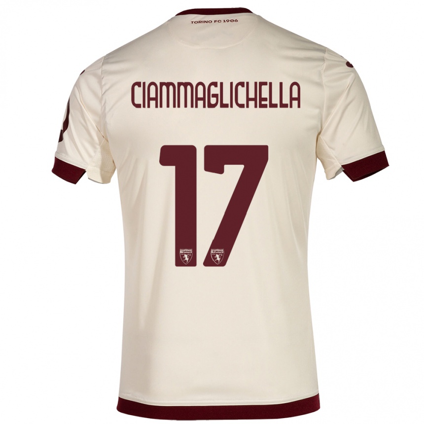 メンズフットボールアーロン・チャマグリチェラ#17シャンパンアウェイシャツ2023/24ジャージーユニフォーム