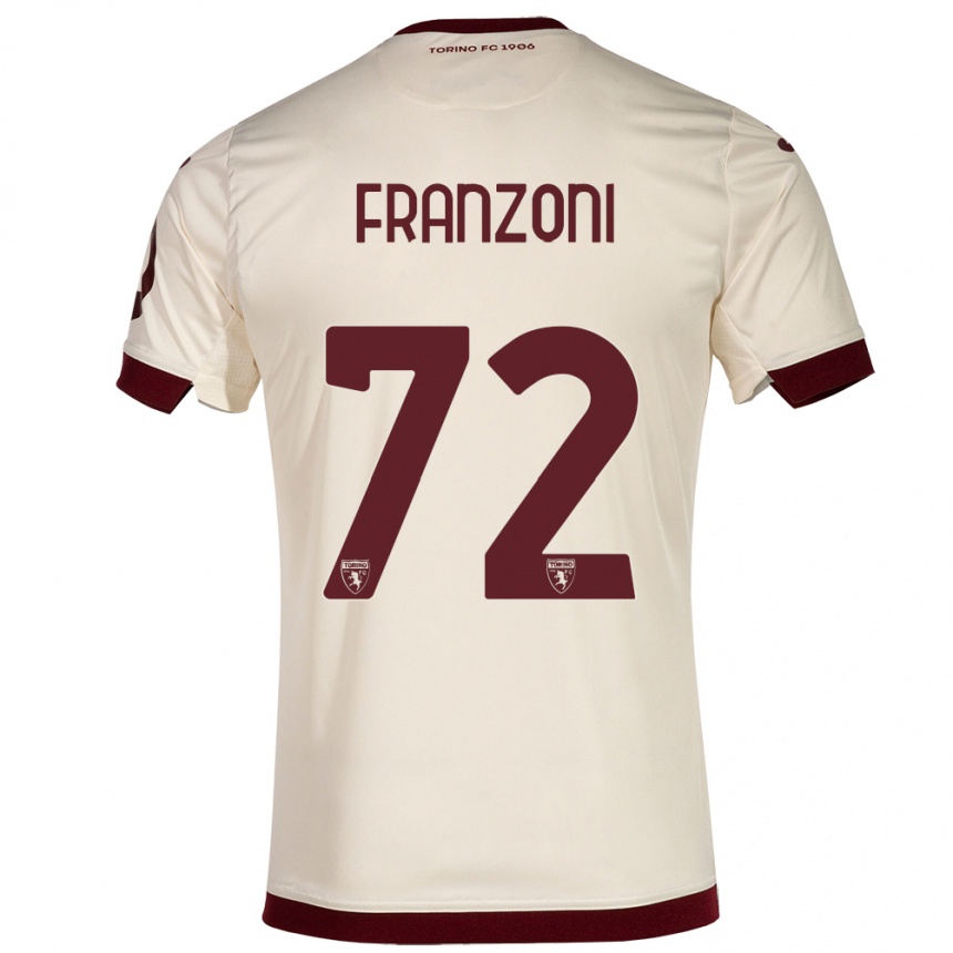 メンズフットボールニコロ・フランゾーニ#72シャンパンアウェイシャツ2023/24ジャージーユニフォーム