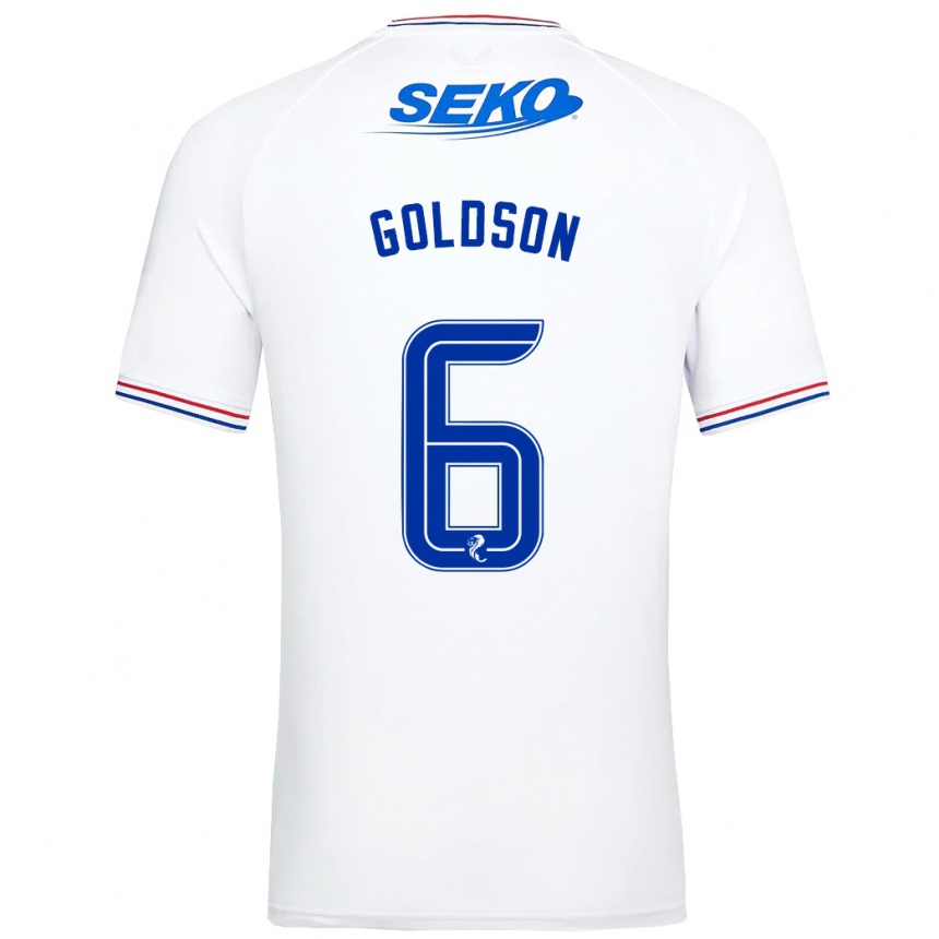 メンズフットボールコナー・ゴールドソン#6白アウェイシャツ2023/24ジャージーユニフォーム