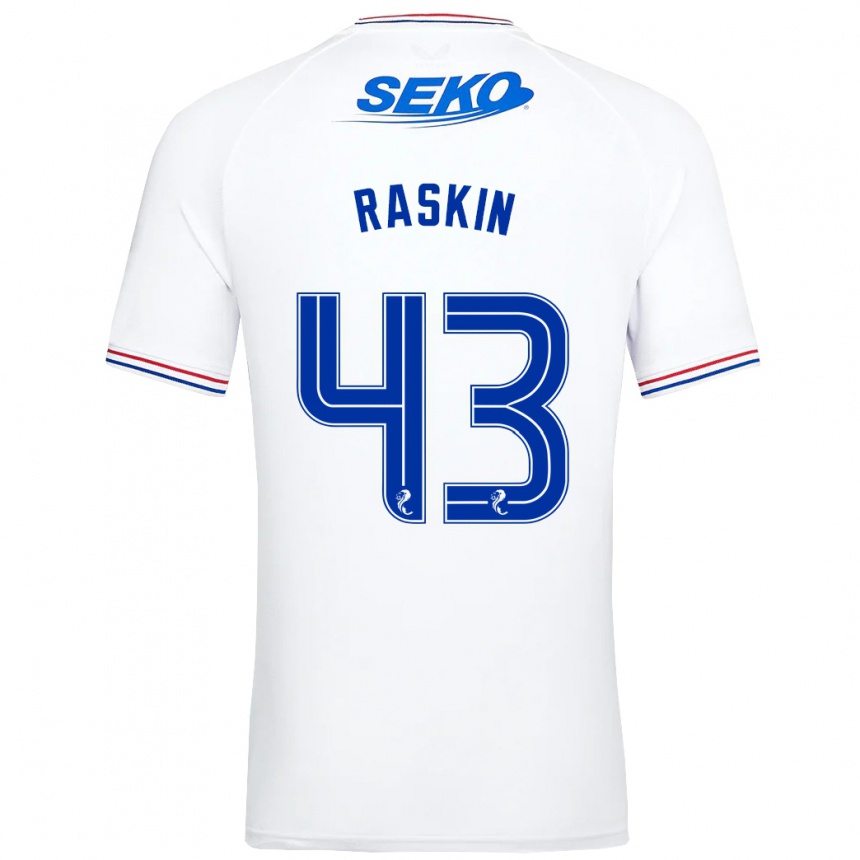 メンズフットボールニコラス・ラスキン#43白アウェイシャツ2023/24ジャージーユニフォーム