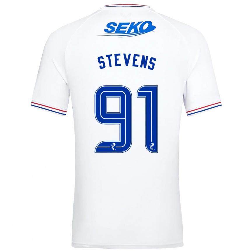 メンズフットボールアーチー・ジェームス・スティーブンス #91白アウェイシャツ2023/24ジャージーユニフォーム