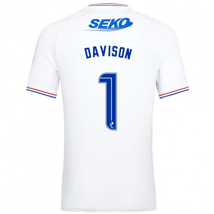 メンズフットボールハンナ・デイヴィソン#1白アウェイシャツ2023/24ジャージーユニフォーム