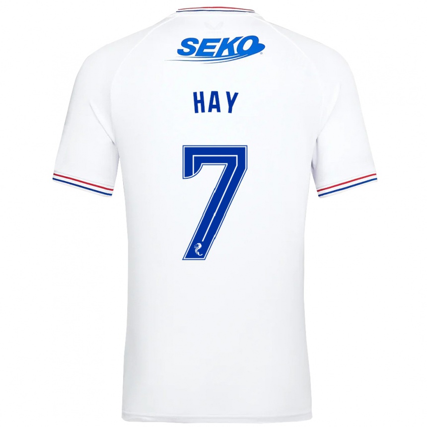 メンズフットボールブローガン・ヘイ#7白アウェイシャツ2023/24ジャージーユニフォーム