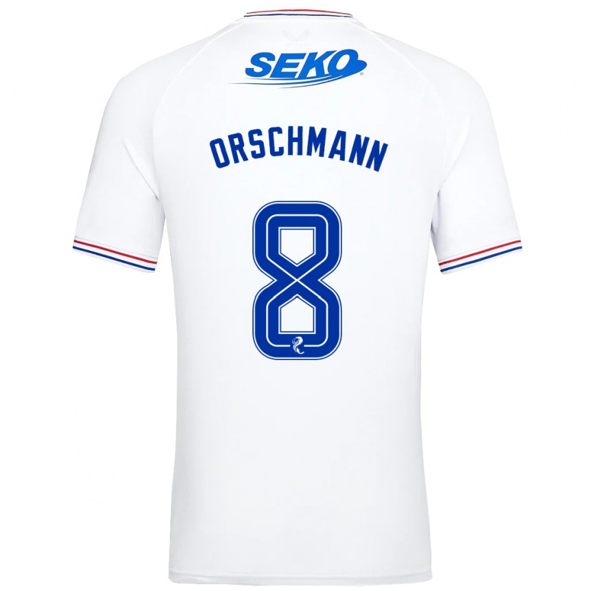 メンズフットボールディナ・オーシュマン#8白アウェイシャツ2023/24ジャージーユニフォーム