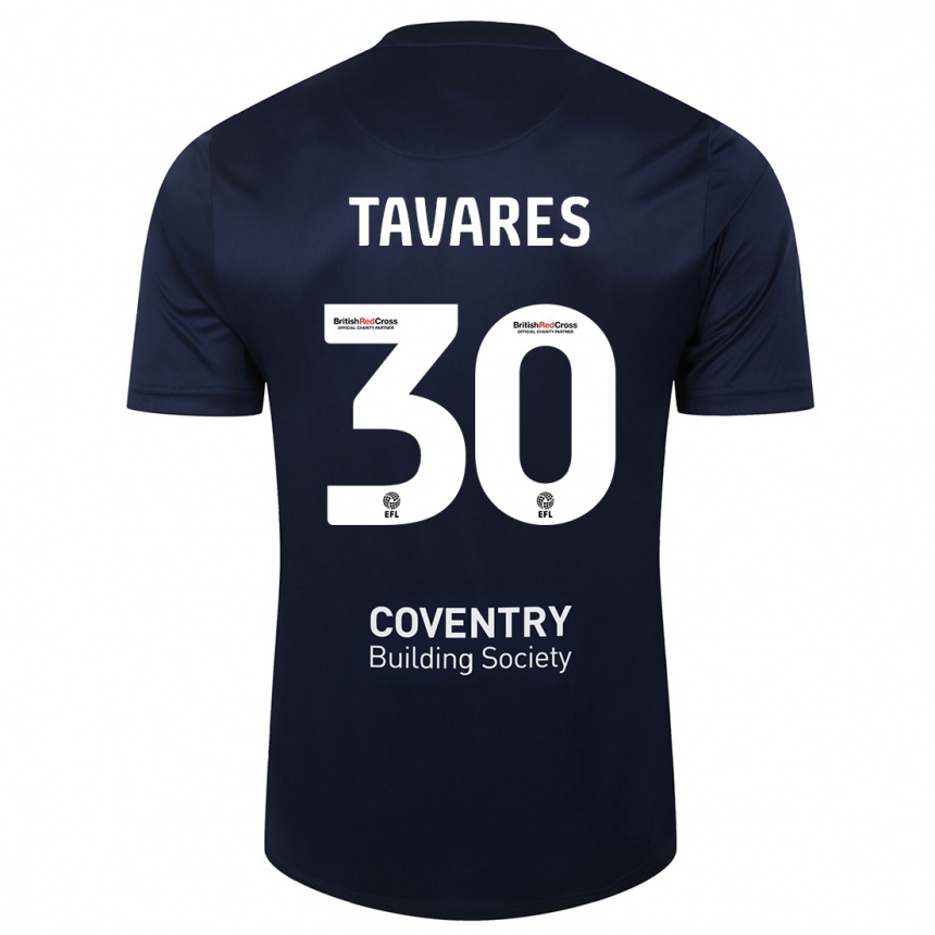 メンズフットボールファビオ・タヴァレス#30レッドネイビーアウェイシャツ2023/24ジャージーユニフォーム