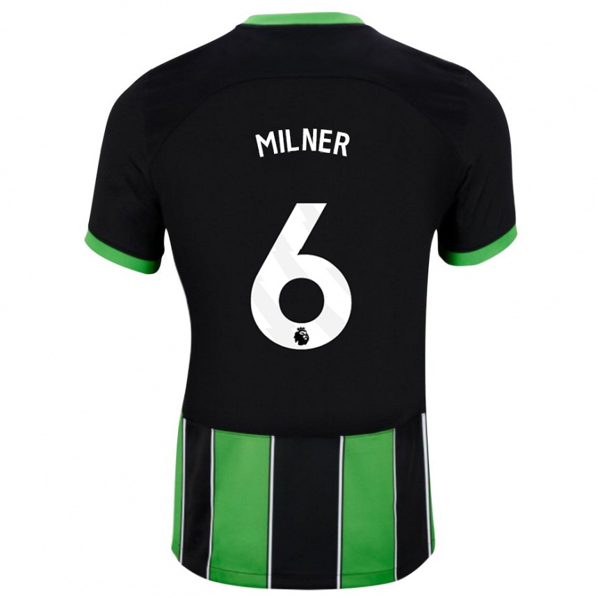 メンズフットボールジェイムズ・ミルナー#6ブラックグリーンアウェイシャツ2023/24ジャージーユニフォーム
