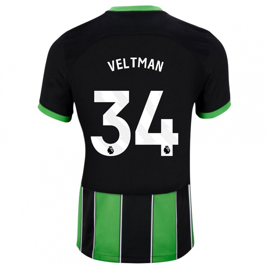 メンズフットボールジョエル・フェルトマン#34ブラックグリーンアウェイシャツ2023/24ジャージーユニフォーム