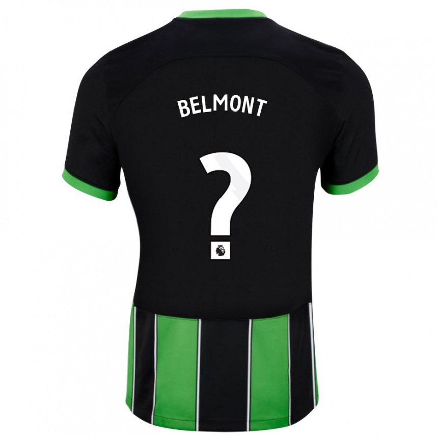 メンズフットボールジョー・ベルモント#0ブラックグリーンアウェイシャツ2023/24ジャージーユニフォーム