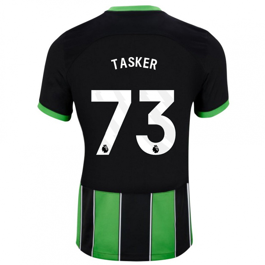 メンズフットボールチャーリー・タスカー#73ブラックグリーンアウェイシャツ2023/24ジャージーユニフォーム