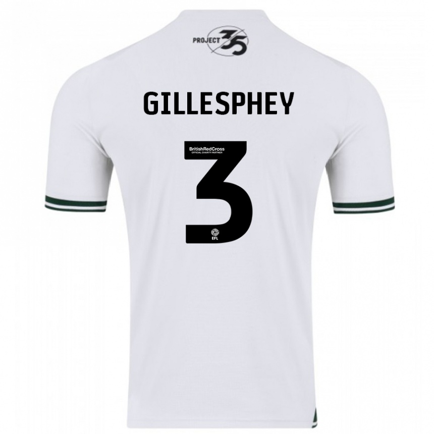メンズフットボールマコーレー・ギレスフィー#3白アウェイシャツ2023/24ジャージーユニフォーム