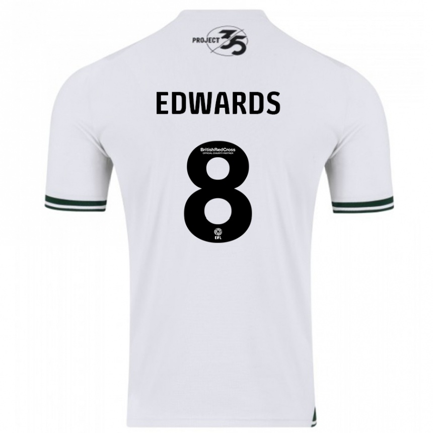 メンズフットボールジョー・エドワーズ#8白アウェイシャツ2023/24ジャージーユニフォーム