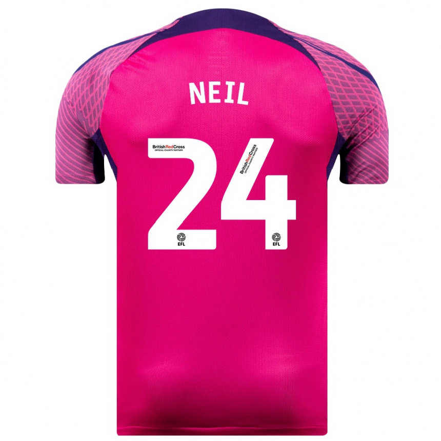 メンズフットボールダン・ニール#24紫アウェイシャツ2023/24ジャージーユニフォーム