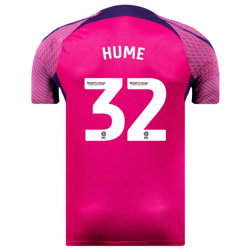 メンズフットボールトレイ・ヒューム#32紫アウェイシャツ2023/24ジャージーユニフォーム