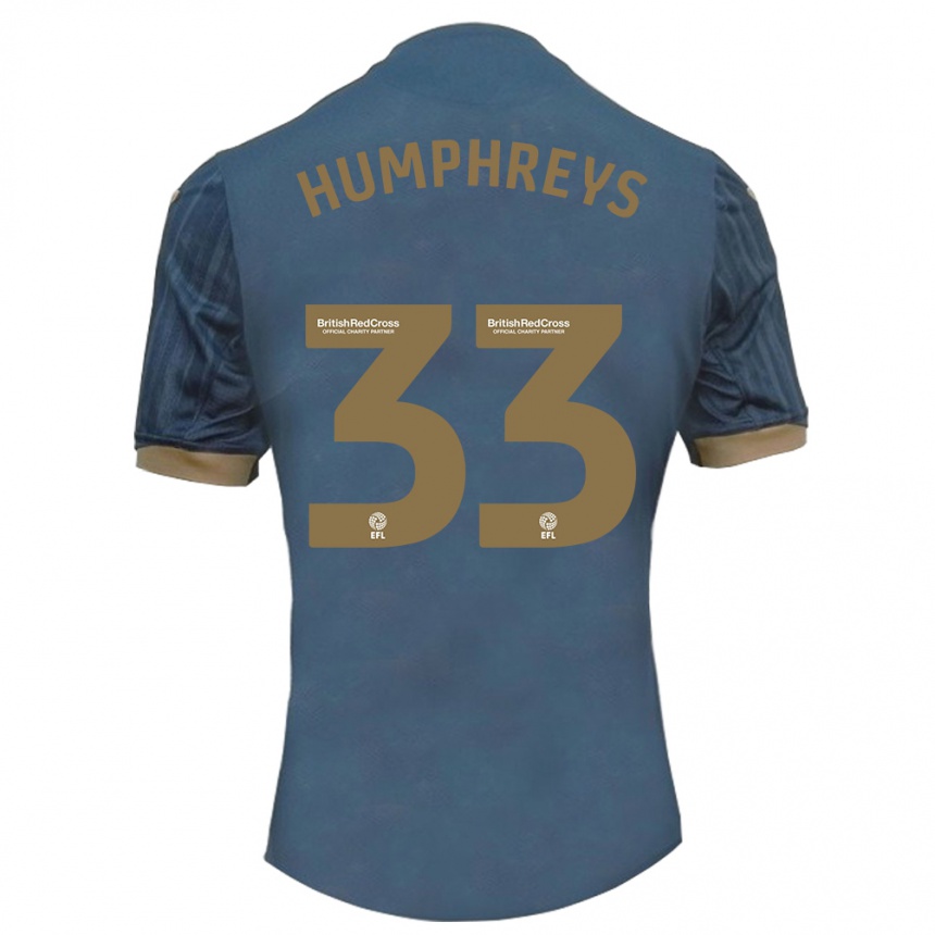 メンズフットボールバシール・ハンフリーズ#33ダークティールアウェイシャツ2023/24ジャージーユニフォーム